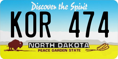 ND license plate KOR474