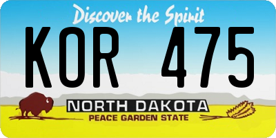 ND license plate KOR475