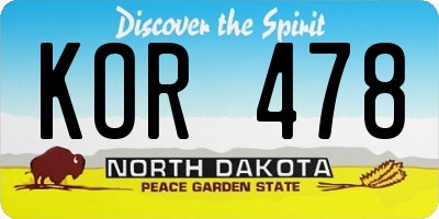 ND license plate KOR478