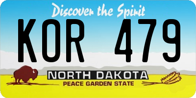 ND license plate KOR479