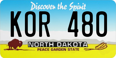 ND license plate KOR480