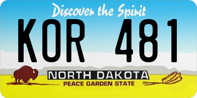 ND license plate KOR481