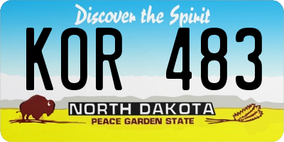 ND license plate KOR483