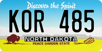 ND license plate KOR485