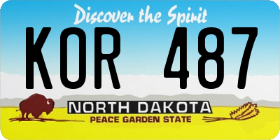ND license plate KOR487