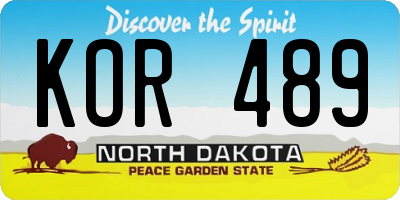 ND license plate KOR489