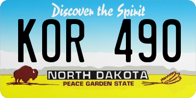 ND license plate KOR490