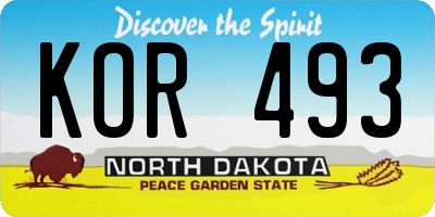 ND license plate KOR493
