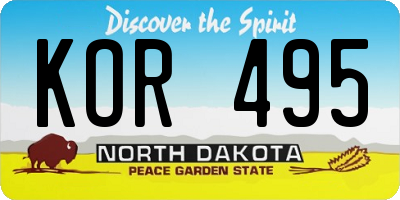 ND license plate KOR495