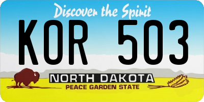 ND license plate KOR503