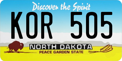 ND license plate KOR505