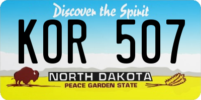 ND license plate KOR507