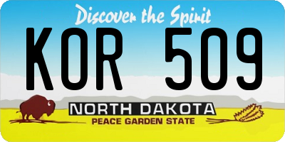 ND license plate KOR509