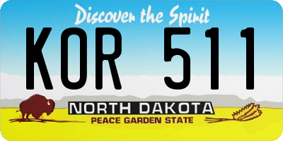 ND license plate KOR511