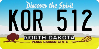 ND license plate KOR512