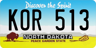 ND license plate KOR513