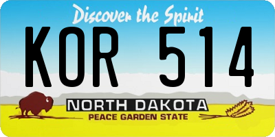 ND license plate KOR514