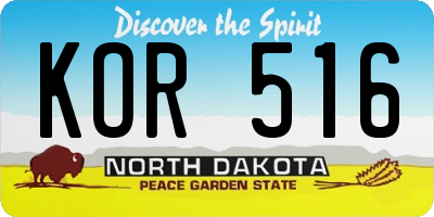 ND license plate KOR516