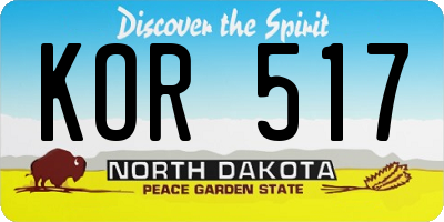 ND license plate KOR517