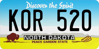 ND license plate KOR520
