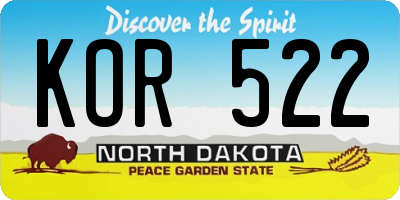 ND license plate KOR522
