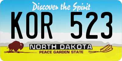 ND license plate KOR523
