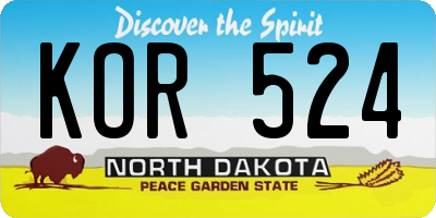 ND license plate KOR524
