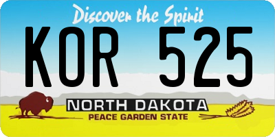 ND license plate KOR525