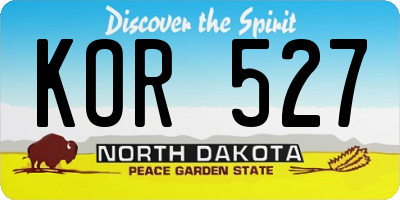 ND license plate KOR527