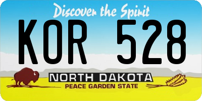 ND license plate KOR528