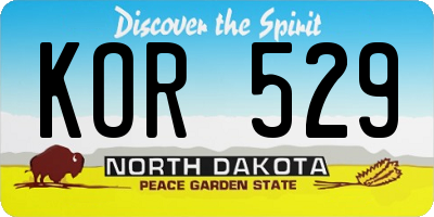 ND license plate KOR529