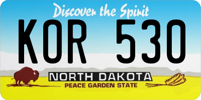 ND license plate KOR530