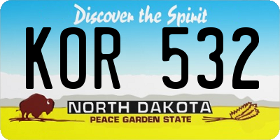 ND license plate KOR532