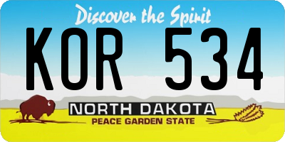 ND license plate KOR534