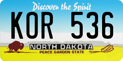 ND license plate KOR536