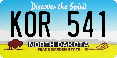ND license plate KOR541
