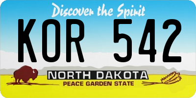 ND license plate KOR542