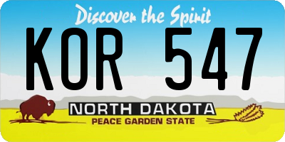 ND license plate KOR547