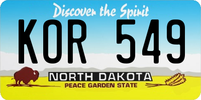 ND license plate KOR549