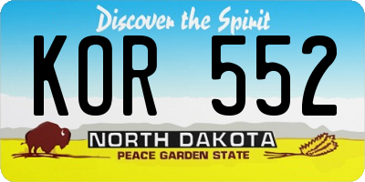 ND license plate KOR552