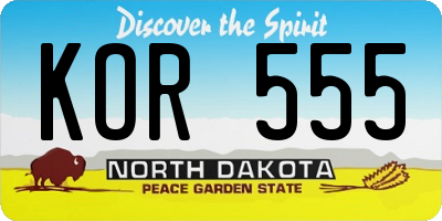 ND license plate KOR555
