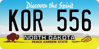 ND license plate KOR556