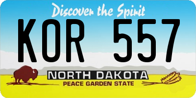 ND license plate KOR557