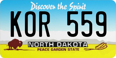 ND license plate KOR559