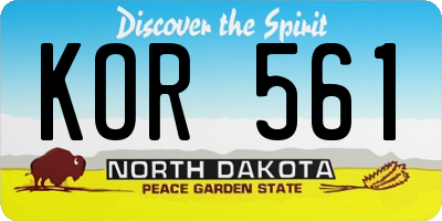 ND license plate KOR561