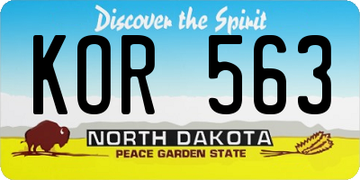 ND license plate KOR563