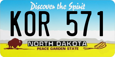 ND license plate KOR571