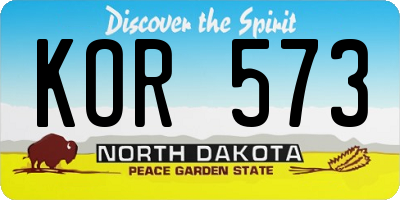 ND license plate KOR573