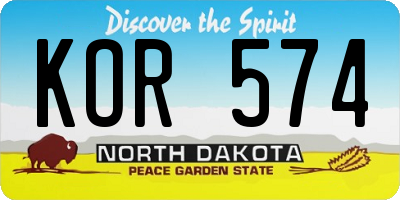 ND license plate KOR574