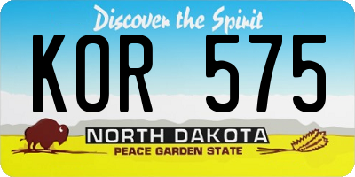 ND license plate KOR575
